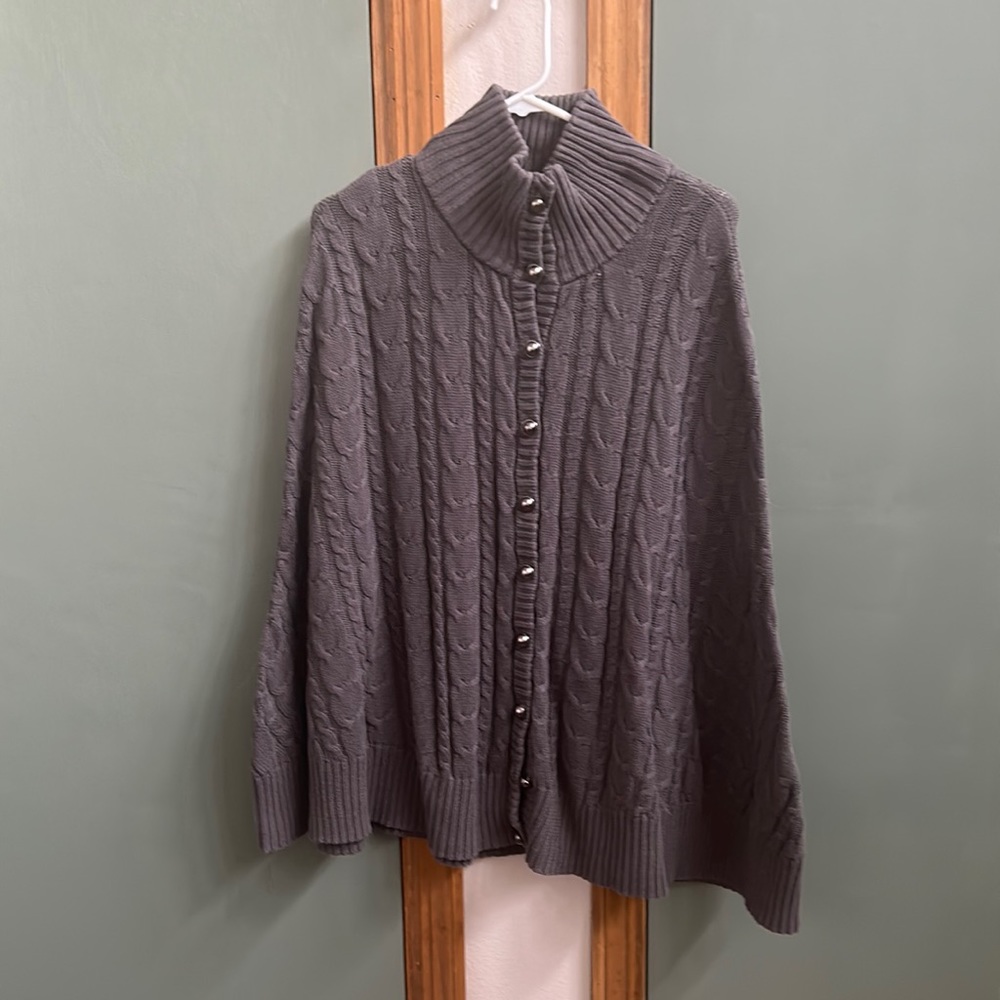 Button up shawl sweater.